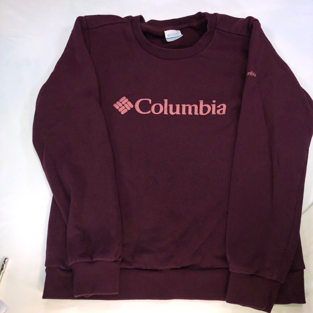 Columbia Crewneck Sweatshirt Maroon Burgundy Logo Pullover Fleece XL0716 Mens M